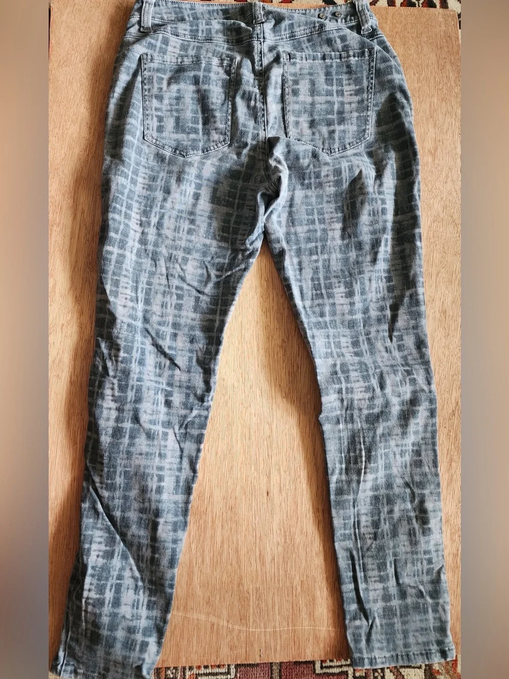 Cabi Curvy Grid Skinny Jeans Blue Gray Wash Stretch Denim Style 3049 Size 10